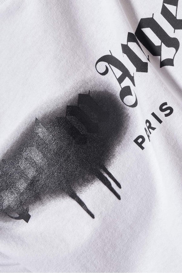 Palm Angels Paris Sprayed Logo Tee Black & White